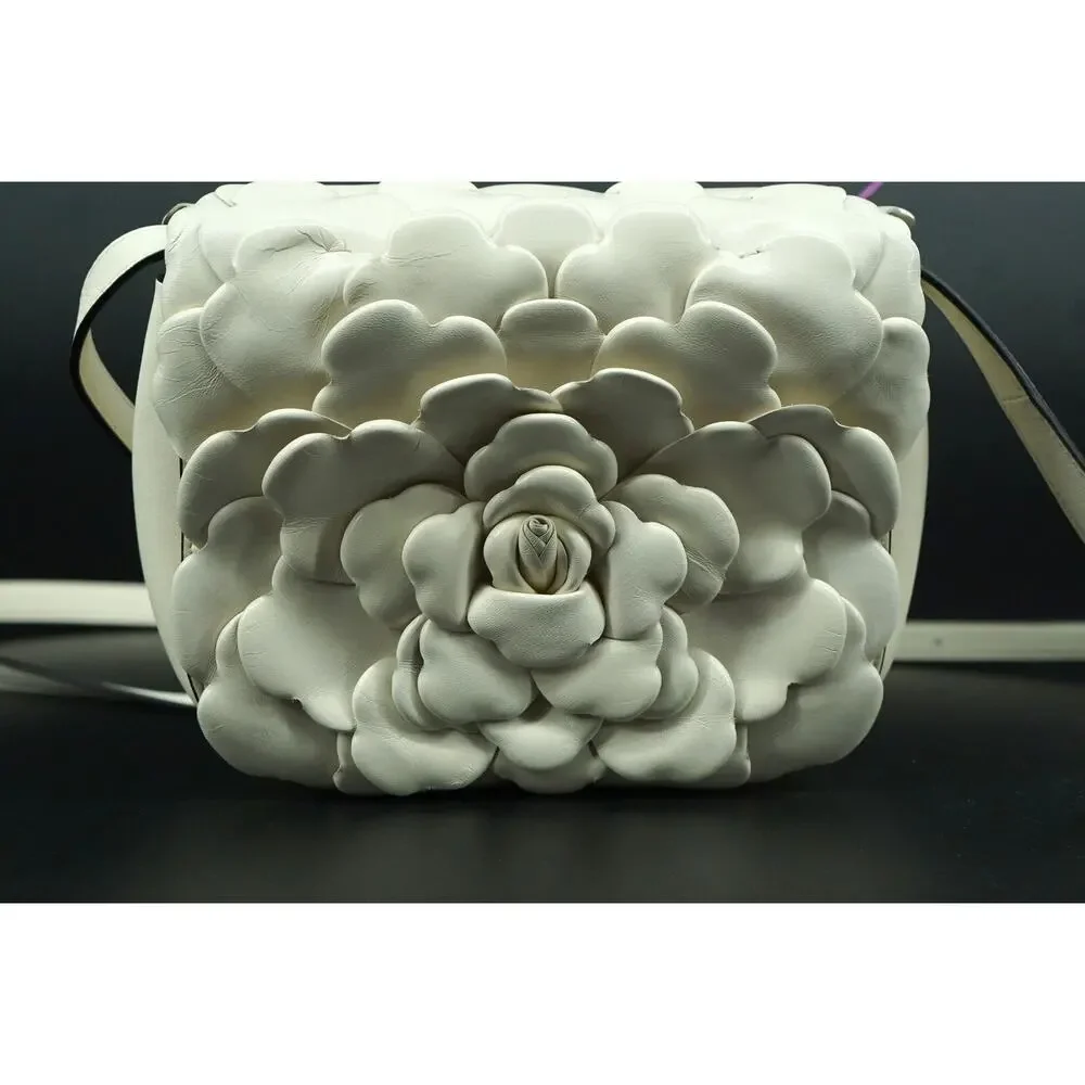 Valentino Garavani Atelier Rose 03 Small Leather Shoulder Bag Ivory Flower $2995